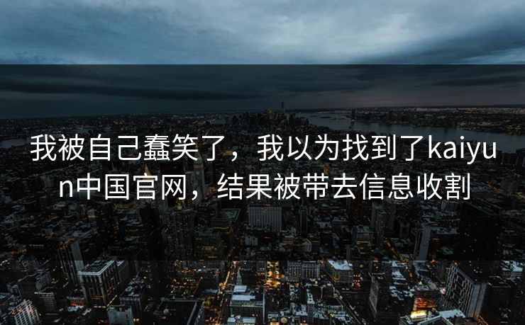 我被自己蠢笑了，我以为找到了kaiyun中国官网，结果被带去信息收割